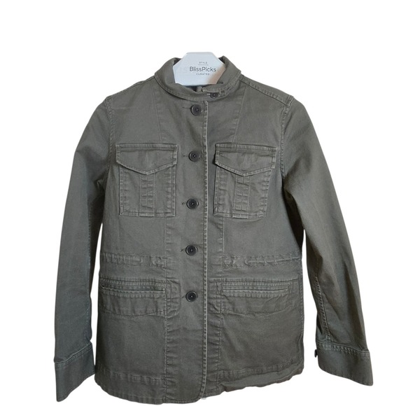 Tomas Maier Uniqlo Cotton Utility Jacket Women Drawstring Waist Olive XS